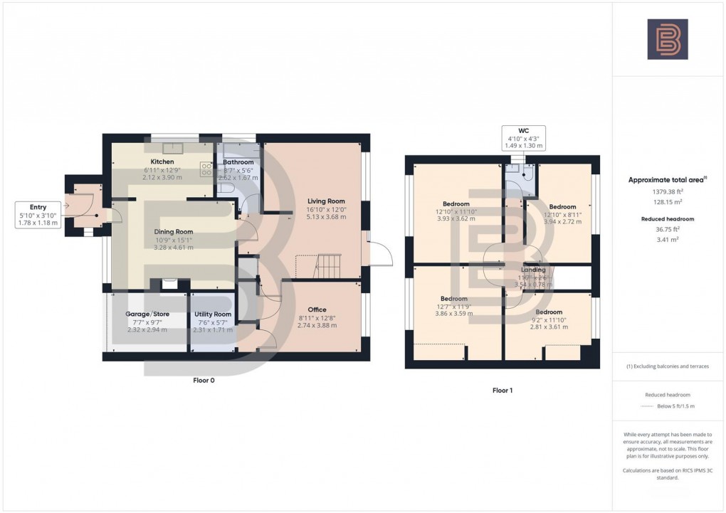 Floorplan for Thackeray Close, Hillside, Rugby
