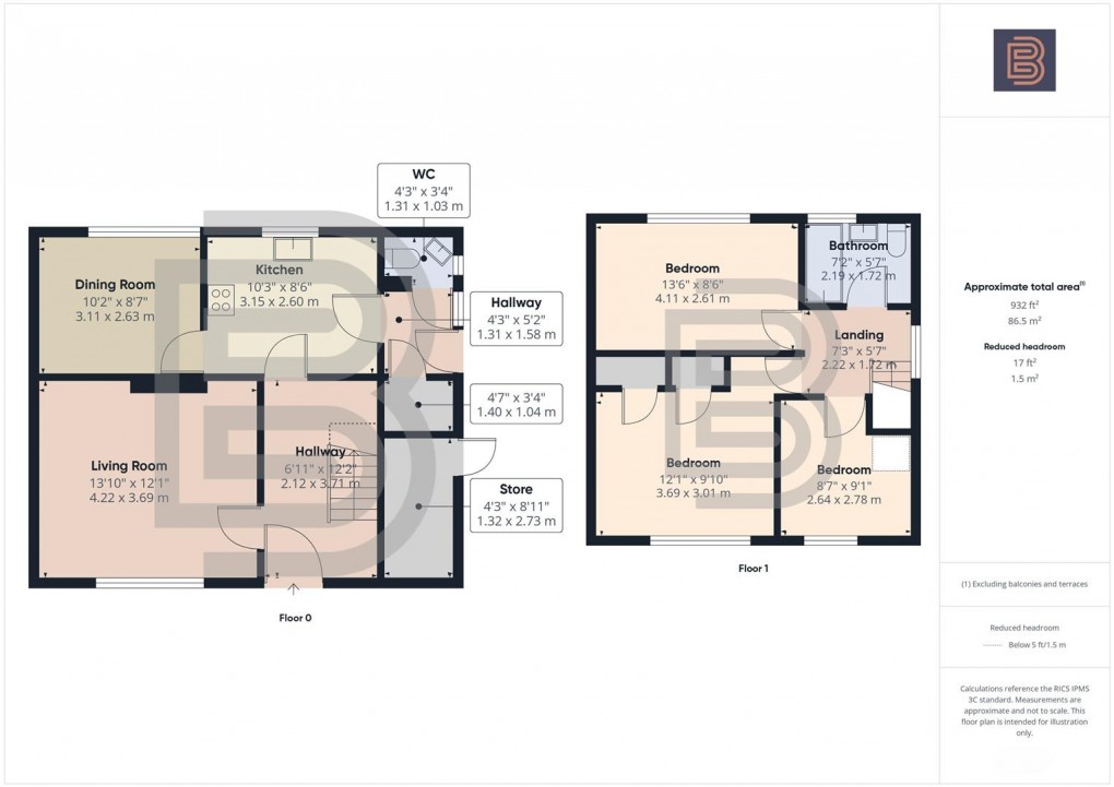 Floorplan for Saunton Road, Rugby