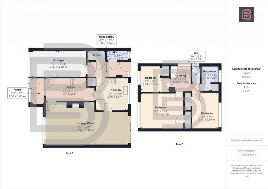 Floorplan for Cymbeline Way, Woodlands, Rugby