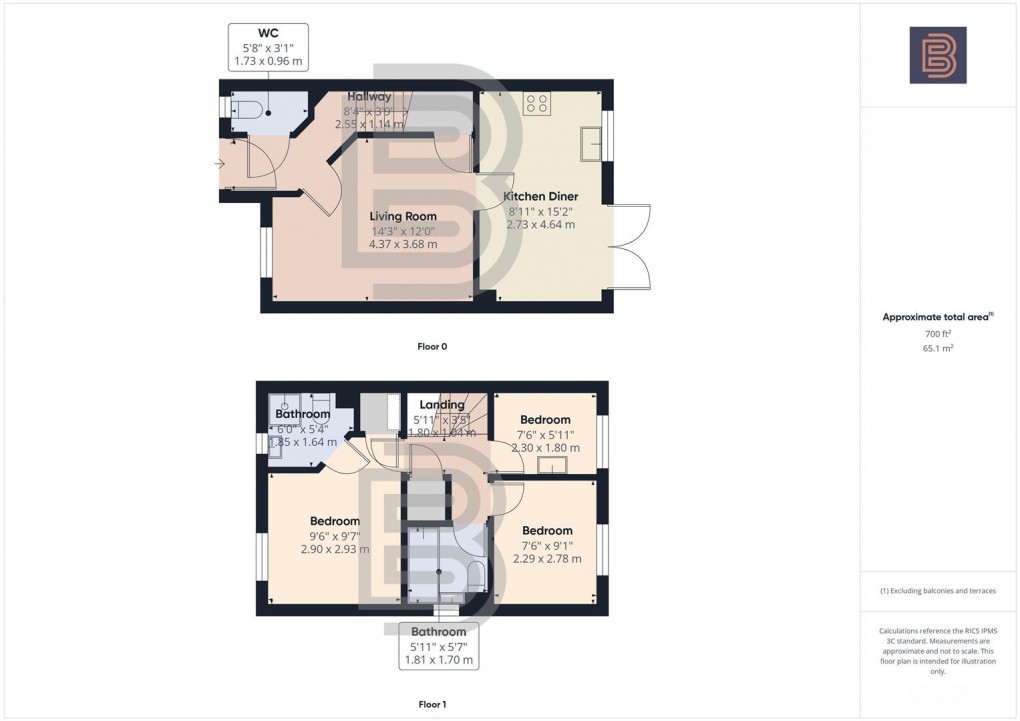 Floorplan for Vervain Drive, Coton Park, Rugby