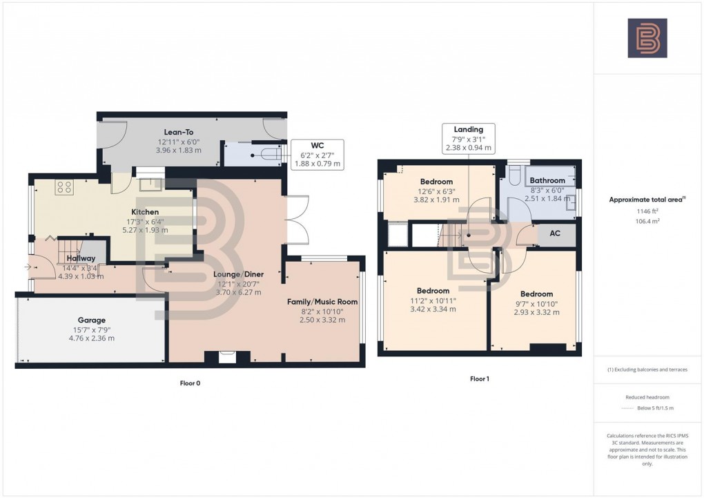 Floorplan for Oberon Close, Woodlands, Rugby