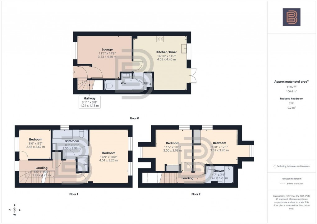 Floorplan for Iverley Close, Rugby