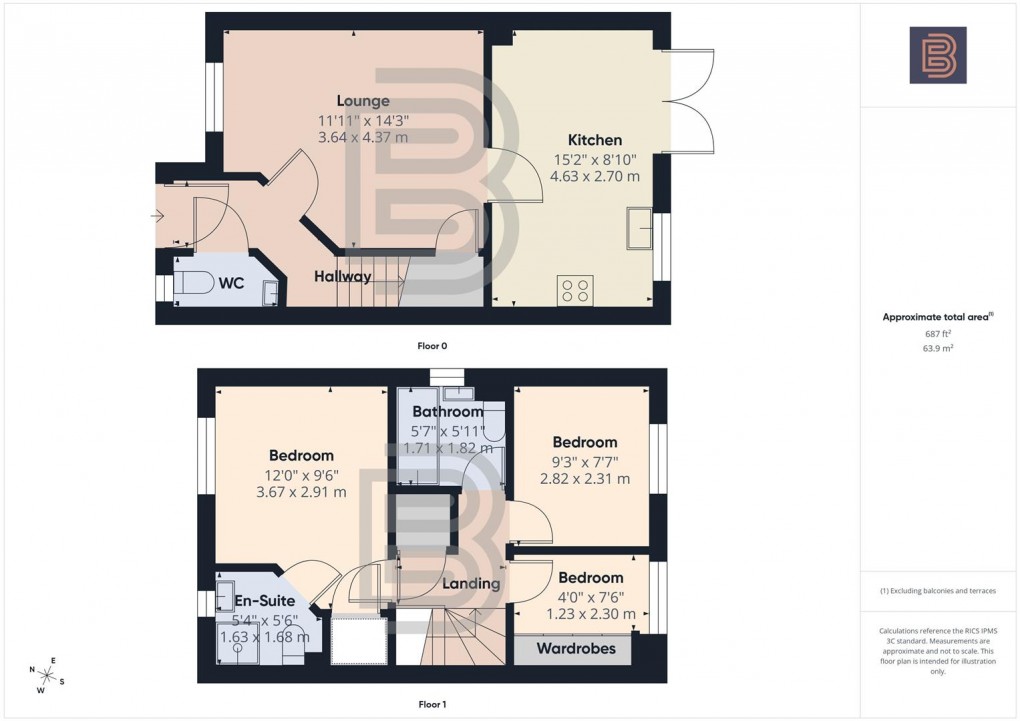 Floorplan for Chervil Way, Coton Park, Rugby