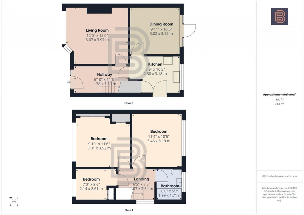 Floorplan for David Road, Bilton, Rugby